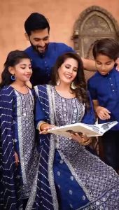 Sonali Premier Quality Blue Family Collection Mens & Boys Shirt / Womens & Girls Suit (Free Dupatta) - Q1806/Q1807/Q1808/Q1809