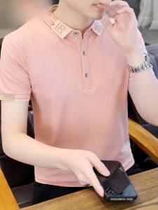 HENGYUANXIANG | Fashionable Short Sleeve Polo Shirt For Men Pink Turn-down Collar T-shirt Cotton Polyester Blend Summer Wear Casual Modern Style