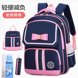 New Schoolbag Elementary School Girl Grade One Two Three to Six Spine Protection Children Girl Waterproof Portable Burden Alleviation Backpack