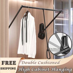 High Cabinet Pull Down Clothes Hanger Rod Hanging Clothes Closet Rod Adjustable Cabinet Hanger Rod