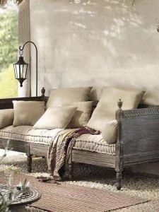 French Style High-End Solid Wood Carved Sofa Small Apartment Living Room Combination Furniture American Style Retro Distressed Three-Person Sofa Bed