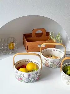 Giỏ đựng đồ ăn nhẹ đựng trái cây đi giã ngoại cắm trại...gốm sứ thiết kế theo phong cách Bắc Âu