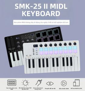 Bàn Phím Điều Khiển MIDI Mini USB M-VAVE SMK-25 II Với 25 Phím 16 Pad Trống RGB 8 Núm Xoay Và Phần Mềm Sản Xuất Âm Nhạc Đi Kèm