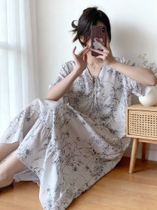 KASIHAN | Cotton Satin Summer Short Sleeve Long Dress with Bra Padding