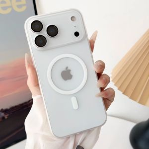 Frosted Glass Lens For Magsafe Magnetic Case For iPhone 17Air 16E 16 15 14 Plus 13 12 11 17 Pro Max Wireless Charge Clear Cover
