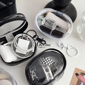 INS Clear Data Cable Storage Box Portable Cable Protective Cover Storage of Outdoor Travel Headset Storage Bag Data Cable Round Storage Bag