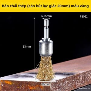 HUAZINIAO | Bàn Chải Dây Hình Bát Inox để Loại Bỏ Rỉ Sét và Đánh Bóng