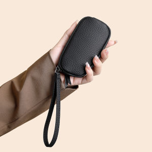 Luxurious Leather Feels Small Wallet for Women Portable Cosmetic Card Holder Simple Fashionable Cowhide Imitation Bank Card Purse