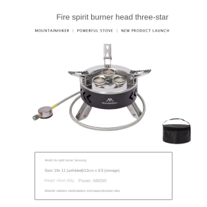 3/5-Core High-Power 6800W Portable Camping Stove Windproof Gas Burner with Electronic Ignition for Outdoor Cooking Equipment