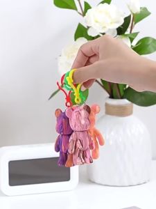 Bevavar DIY Cat Warna Gantungan Kunci Fluid Violent Bear Mini Key Chain Kit Set Mainan Mengwarnai