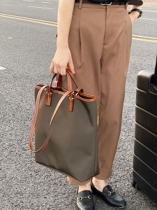 Cenge Large Capacity Totes Nylon Leather Lightweight Business Computer Bag Shoulder Satchel Contrast Color Commuter Bag