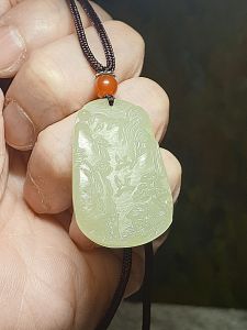 Nephrite light green Landscape Jade pendant (with certificate) [Natural Crystal] 和田玉淡绿山水意境吊坠(带证书)