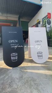 ป้ายคาเฟ่เปิด-ปิดพลาสวูสขนาด30x60cm แบบหน้าโค้ง ส่งเร็วมาก sign เปลี่ยนแบบ เปลี่ยนสีได้ ป้ายตั้ง ป้ายเปลี่ยนแบบฟรี