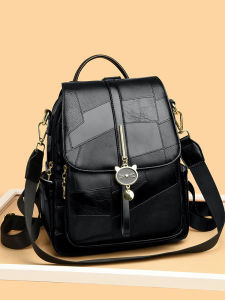 Soft Leather Womens Backpack Large Capacity Casual Travel Bag Korean Style Versatile Casual Commuter Style Zipper Closure