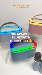 TWOSTAR Speaker 2 Mic Bluetooth Mini Karaoke LED Suara Jernih