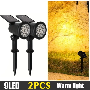 XIWANGFIRE | 1/2PCS Solar Landscape Lights 9LED Adjustable In-Ground Wall Spotlight IP65 Waterproof Outdoor Lighting for Garden Yard Pathway