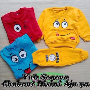 1 Stel Sweater Jogger Bayi & Anak Size S dan M Usia 3 Sampai 18 Bulan Karakter Babyface