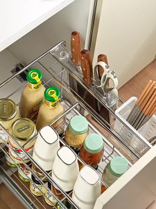 LXL Pull Out Basket Condiments Racks Kitchen Organizer Pull Out Kitchen Cabinet Condiments Pull Out Rack