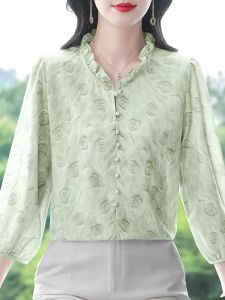 DAIXIANGFEIZI | Áo Blouse Chiffon Hoa Tay 3/4