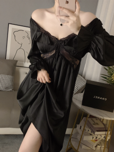 เซ็กซี่น้ําแข็งผ้าไหม Sleep ชุดผู้หญิงแขนยาวฤดูใบไม้ผลิฤดูใบไม้ร่วง Lace Up V คอเปิดเผยแจ๊กเก็ตกับหน้าอก Pad