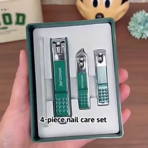 Nail Cutter Set Manicure Set Professional 4-In-1 Nail Clipper Kit Grooming Set Anti-Splash Matibay