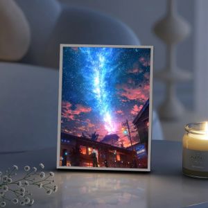 Galaxy อะนิเมะ LED Night Light - 3D Starry โคมไฟเพดานสําหรับวัยรุ่นห้อง cool Lamparas de Mesita de Noche ตกแต่ง