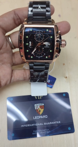 Jam tangan Leopard 3530 pria chrono/tanggal aktif kotak tali rantai analog original