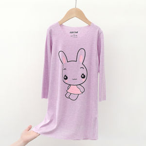 Girls Long Sleeve Modal Sleepwear Thin Summer Home Clothes Seamless Childrens Nightgown Comfortable Air Conditioning Suit
