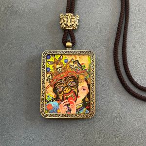 Tibetan Thangka Pendant Lucky Charm Necklace Yellow Wealth Deity Black Wealth Deity Gau Box Year of Birth Protector Buddha Amulet