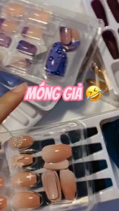 Hộp 24 móng tay giả dài hiết kế thời trang móng giả có keo dán nhiều mẫu mã đẹp