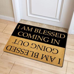 Funny Welcome Mats for Front Door I Am Blessed Coming in and Going Out Door Mat Humorous Doormat for Outdoor Indoor Entrance