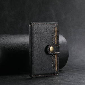 SUTENI Luxury Faux Leather Flip Pocket Card Holder Storage Magnet Mobile Phone Magnetic Buckle Stand Business Style Wallet