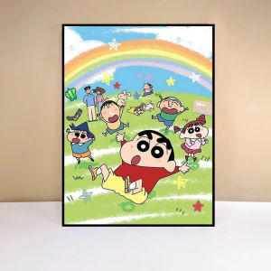 KAYOU | Crayon Shin-chan Happy Life Cartoon Oil Painting By Numbers on Canvas Home Decor for Living Room Bedroom Handmade Gift Frameless
