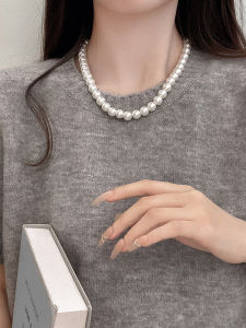 Shijia Pearl Necklace for Women Special-Interest Design Accessible Luxury Fancy Elegant Ni Ni Same Style Clavicle Chain Fashion Sweater Chain