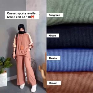 Oneset Celana Cargo Knit Premium & Setelan Celana Wanita Kekinian Terbaru
