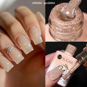 UR SUGAR 15ml แชมเปญทองสะท้อนแสง Glitter เจลเล็บ Soak Off กึ่งถาวร UV GEL เคลือบเงาสําหรับฤดูร้อนเล็บ