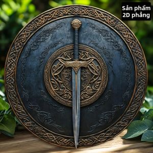 Màu Đồng Hoàn Thiện Bằng Nhôm Lá Chắn Kiếm Trang Trí Tường Nghệ Thuật Kim Loại Mảng Trang Trí Chiến Binh Cổ Điển Trang Trí Nhà Quà Tặng