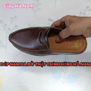 Dép Bít Mũi Nam HA NAM Da Bò Thật Cao Cấp GSB2076