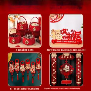 New Home Decoration Moving in Ceremony Magnetic Door Stickers Couplets Housewarming Essentials Smooth Surface Finish