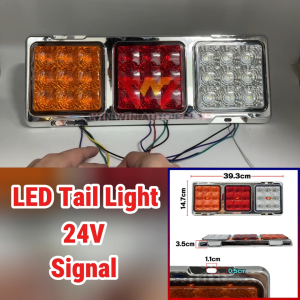 Lampu Belakang 24V Cahaya LED Light Universal Tail Lamp (Chrome Base) Signal Lori Truck 1 SET
