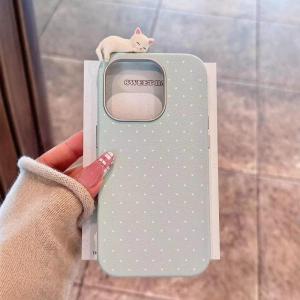 Korean Ins Style Three-Dimensional Lying Cat Leather Pattern Suitable for Iphone16promax New Arrival Iphone15promax Apple 14 Phone Case 13pro Niche Style All-Inclusive 12 Drop-Resistant Protective Case