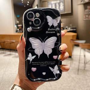 CASING CURLY LOVELY FOR IPHONE 6 7 8 PLUS X XS XR 11 12 13 14 15 PRO MAX / SOFT CASE WAVE MOTIF FLOWER PITA BUTTERFLY