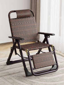 เก้าอี้พักผ่อนพับทอหวายกลับสนับสนุนสํานักงานกลางแจ้งนอนคนเดียวเก้าอี้ขี้เกียจที่อยู่อาศัยเฟอร์นิเจอร์ที่นั่งหมวดหมู่