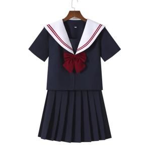 9LiBasic JK White Collar Two-Lines Schoolgirls Uniform Japanese Style Clothes Sailor Suits Pleated Skirt Anime COS Costumes Women
