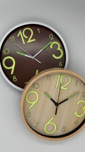 2A Luminous Wall Clock 8"/10" Glow In The Dark Wood Design Home Decor Living room Bedroom (2A1107L)