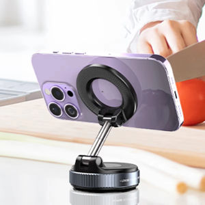 Universal Car Phone Stand Vacuum Suction Cup Rotate 360° Magnetic Al Alloy Bracket Cellphone Holder Car Interior Accessories