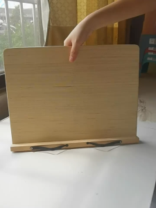 Adjustable Angle Book Holder Tray Multi-Position Support Foldable Reading Rest Tablet 8 Modes with Clip Wooden Reading Stand