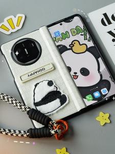 Huawei MateX5 Phone Case Foldable Screen Full Cover Panda Flower Pattern Integrated Popular Cute Cartoon High-End Feeling Shell