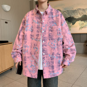 Tie-Dyed Shirt Mens Long Sleeves Spring and Autumn New Arrival Trendy Handsome Fancy Loose Casual Overshirt Top Clothes