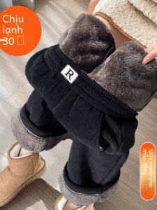 Quần Nhung Kẻ Dày Cho Nữ Mùa Thu Đông Quần Ống Rộng Thường Ngày Thời Trang Ngoài Trời Bằng Vải Cotton Lông Cừu Quần Dài Thẳng